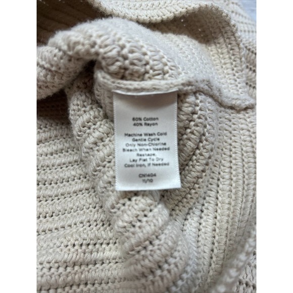 Women's TALBOTS XL Cotton Blend Cream Cable Knit Chunky Sweater Cardigan Relaxed - Picture 8 of 8